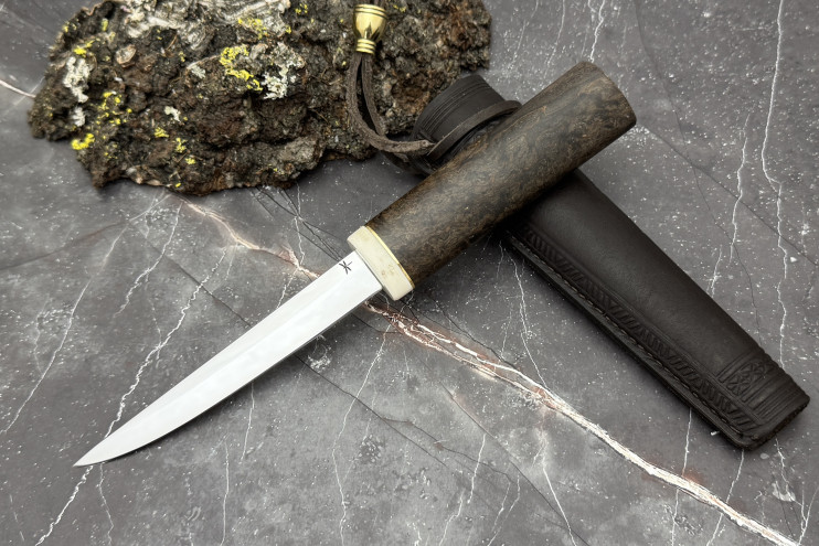 Сындыыс средний 130 (N690, стабилизированная карельская береза коричневая, рог лося)